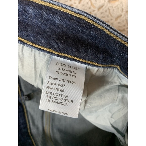 Judy Blue Jeans Women Size 5/27 Blue Denim Straight Fit W28 L30 Stretch - Picture 10 of 11